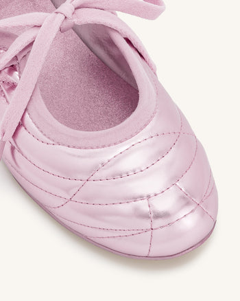 Erika 明線繫帶芭蕾平底鞋 - 粉色