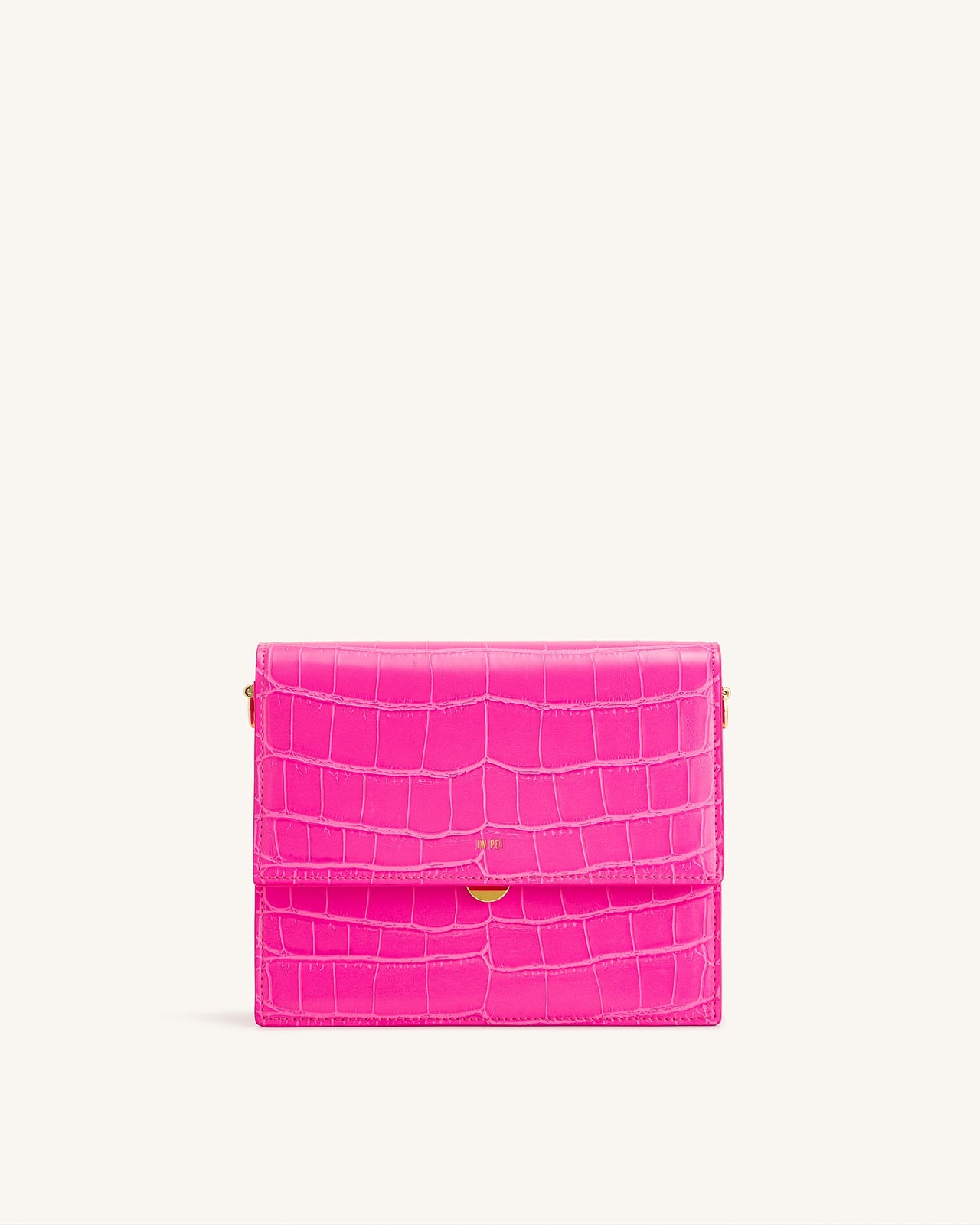 Mini Flap 迷你翻蓋包 - 亮粉色鱷魚紋